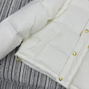 Celine Women Triomphe Cropped Down Jacket in Lightweight Nylon-White