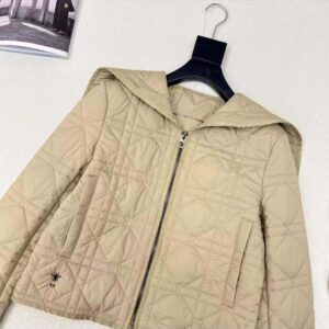 Dior Women Macrocannage Bomber Jacket Beige Quilted Technical Taffeta