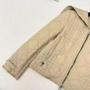 Dior Women Macrocannage Bomber Jacket Beige Quilted Technical Taffeta