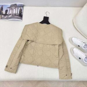 Dior Women Macrocannage Bomber Jacket Beige Quilted Technical Taffeta