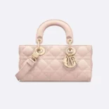 Dior Women Small Lady D-Joy Bag Powder Pink Cannage Lambskin
