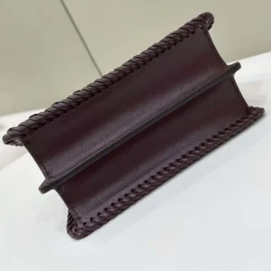 Fendi Women Peekaboo ISeeU Petite Maroon Padded Calfskin Leather Bag