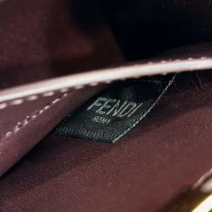 Fendi Women Peekaboo ISeeU Petite Maroon Padded Calfskin Leather Bag