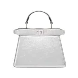 Fendi Women Peekaboo ISeeU Petite Silver Padded Nappa Leather Bag