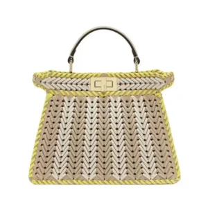 Fendi Women Peekaboo ISeeU Small Multicolor Interlaced Leather Bag