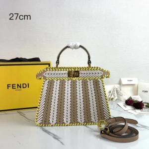 Fendi Women Peekaboo ISeeU Small Multicolor Interlaced Leather Bag