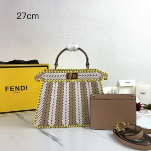 Fendi Women Peekaboo ISeeU Small Multicolor Interlaced Leather Bag