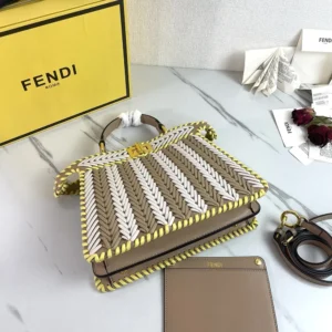 Fendi Women Peekaboo ISeeU Small Multicolor Interlaced Leather Bag