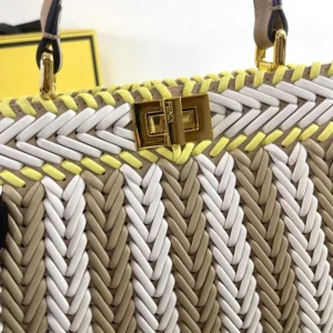 Fendi Women Peekaboo ISeeU Small Multicolor Interlaced Leather Bag
