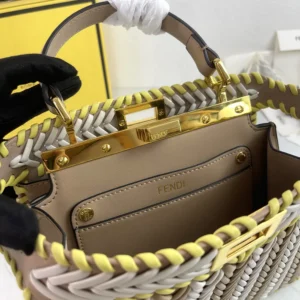 Fendi Women Peekaboo ISeeU Small Multicolor Interlaced Leather Bag