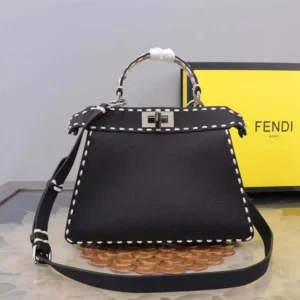 Fendi Women Peekaboo Iseeu Small Black Selleria Bag