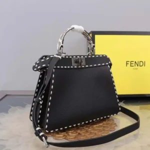 Fendi Women Peekaboo Iseeu Small Black Selleria Bag