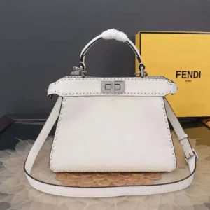 Fendi Women Peekaboo Iseeu Small White Selleria Bag