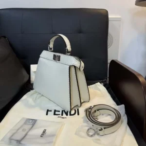 Fendi Women Peekaboo Iseeu Small White Selleria Bag