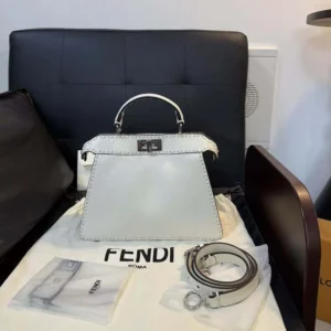 Fendi Women Peekaboo Iseeu Small White Selleria Bag