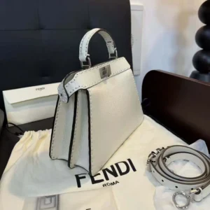 Fendi Women Peekaboo Iseeu Small White Selleria Bag