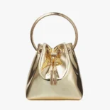 Jimmy Choo Women Bon Bon Gold Mirror Fabric Mini Bag with Metal Handle
