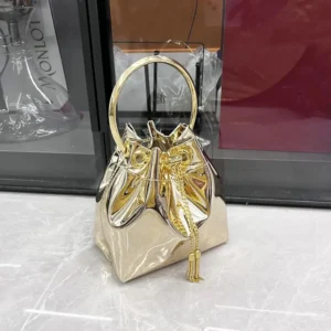 Jimmy Choo Women Bon Bon Gold Mirror Fabric Mini Bag with Metal Handle