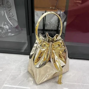 Jimmy Choo Women Bon Bon Gold Mirror Fabric Mini Bag with Metal Handle