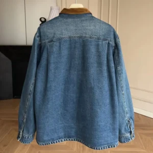 Miu Miu Women Denim Down Jacket with Embroidered Logo