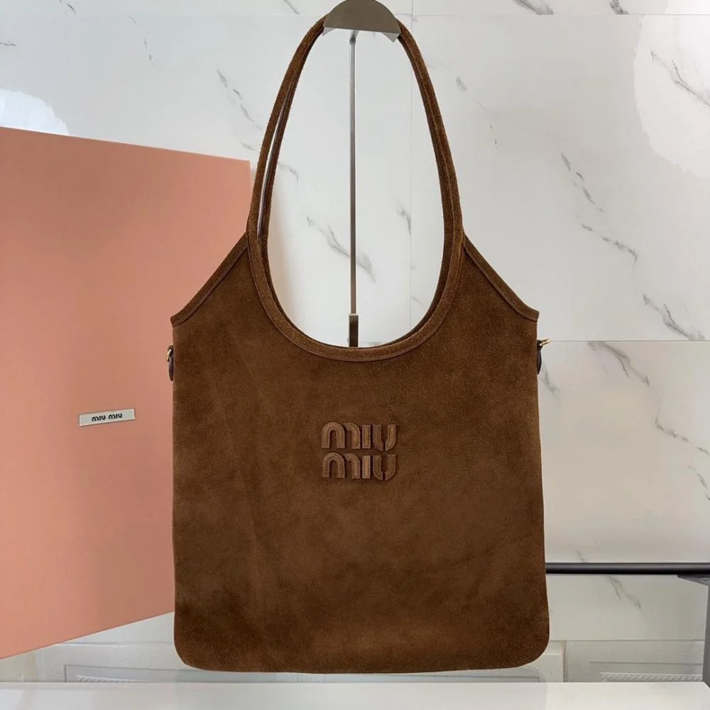 Miu Miu Women Ivy Suede Bag-Dark Brown 5BG2312CSS 2 Miu Miu Women Ivy Suede Bag-Dark Brown 5BG2312CSS