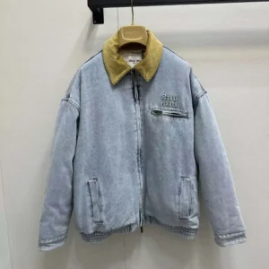 Miu Miu Women Logo Corduroy-trimmed Denim Blouson