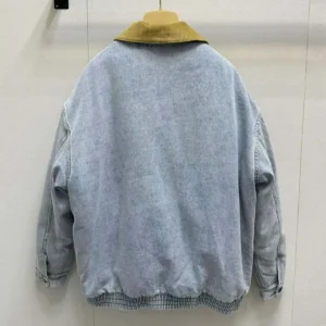 Miu Miu Women Logo Corduroy-trimmed Denim Blouson