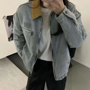 Miu Miu Women Logo Corduroy-trimmed Denim Blouson