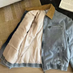 Miu Miu Women Logo Corduroy-trimmed Denim Blouson