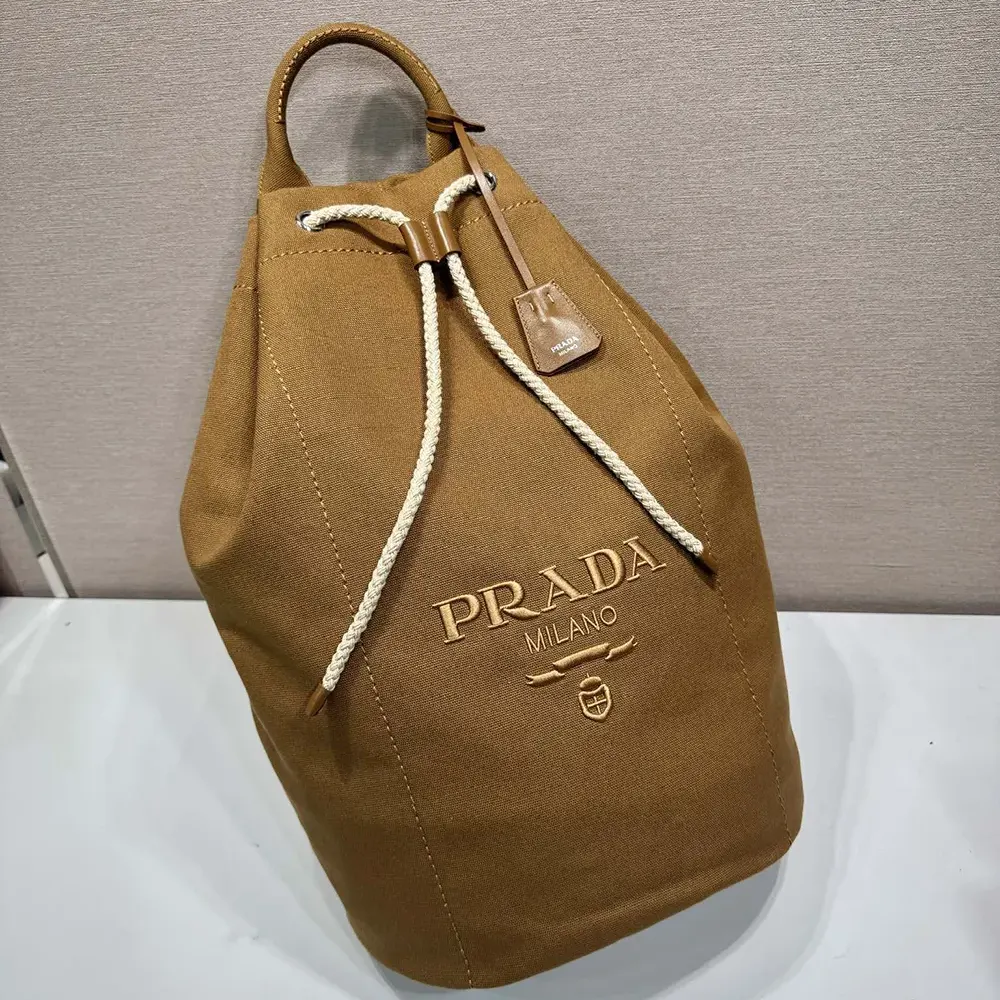 Prada Unisex Canvas Drawstring Duffle Bag-Brown 2VY0112CYA
