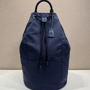 Prada Unisex Canvas Drawstring Duffle Bag-Navy 2VY0112CYA