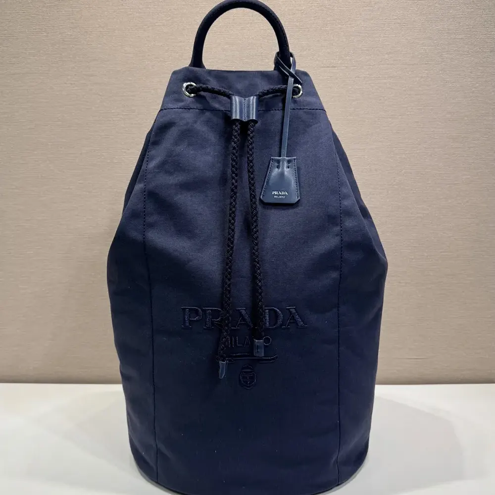 Prada Unisex Canvas Drawstring Duffle Bag-Navy 2VY0112CYA