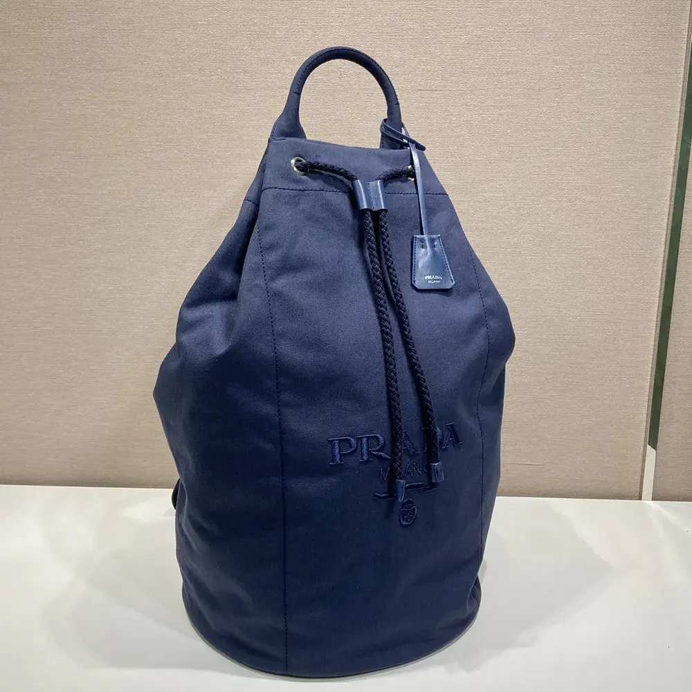 Prada Unisex Canvas Drawstring Duffle Bag-Navy 2VY0112CYA 3 Prada Unisex Canvas Drawstring Duffle Bag-Navy 2VY0112CYA