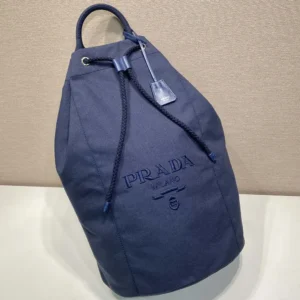 Prada Unisex Canvas Drawstring Duffle Bag-Navy 2VY0112CYA
