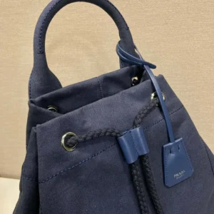 Prada Unisex Canvas Drawstring Duffle Bag-Navy 2VY0112CYA