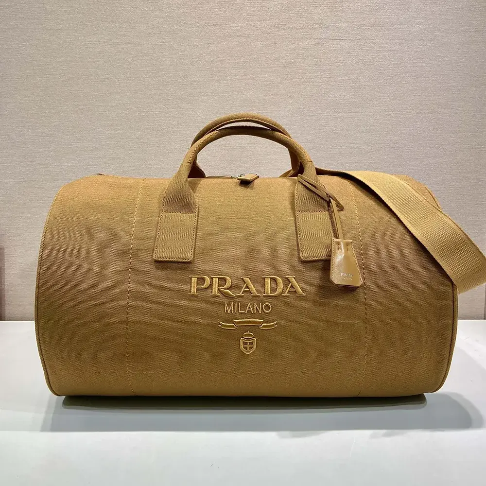 Prada Unisex Canvas Duffle Bag-Brown 2VC051 2 Prada Unisex Canvas Duffle Bag-Brown 2VC051