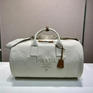 Prada Unisex Canvas Duffle Bag-White 2VC051