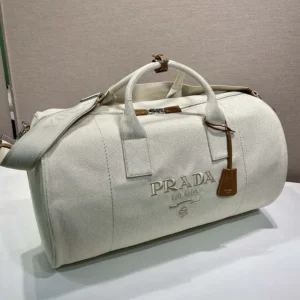 Prada Unisex Canvas Duffle Bag-White 2VC051
