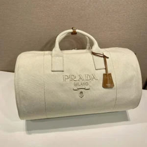 Prada Unisex Canvas Duffle Bag-White 2VC051