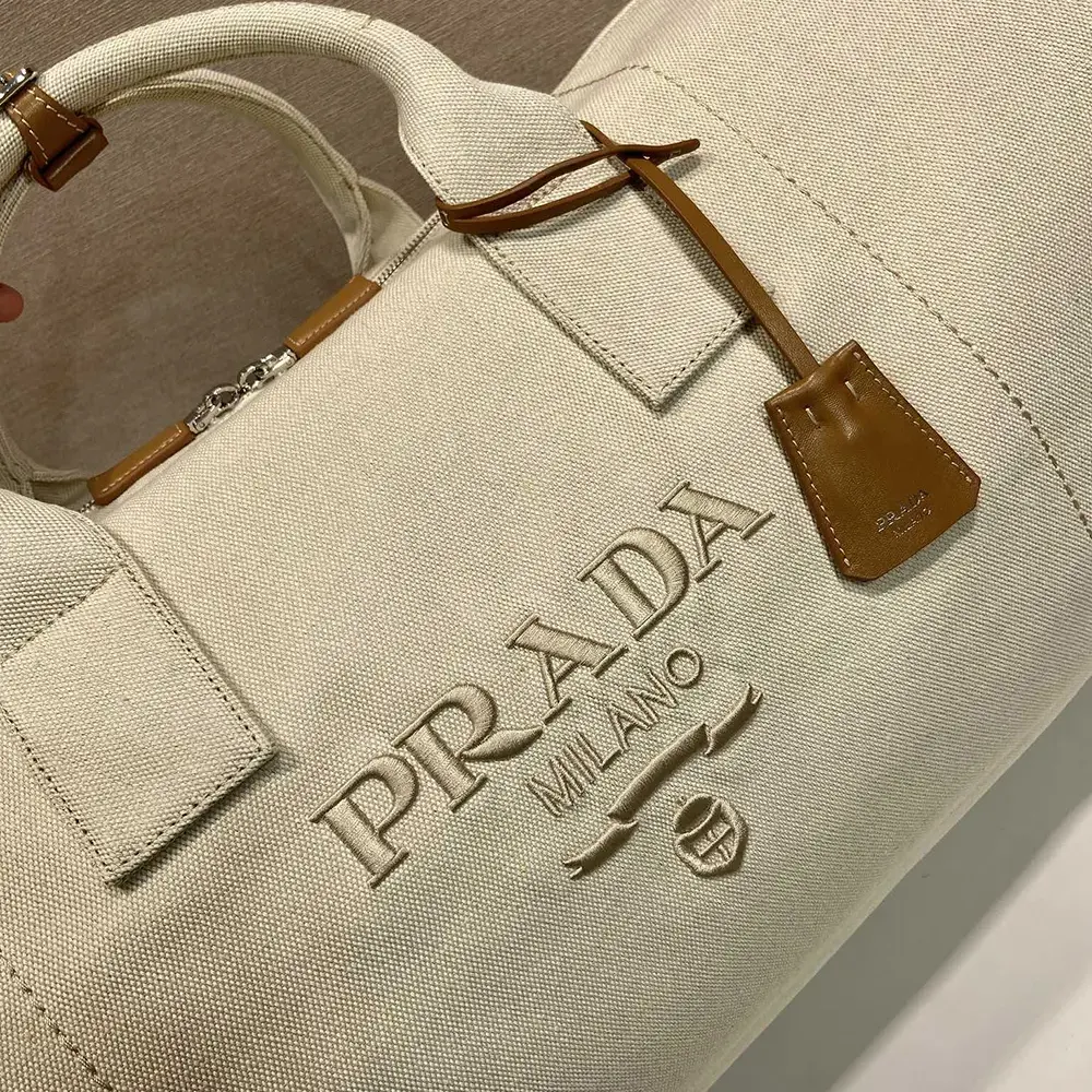 Prada Unisex Canvas Duffle Bag-White 2VC051 8 Prada Unisex Canvas Duffle Bag-White 2VC051