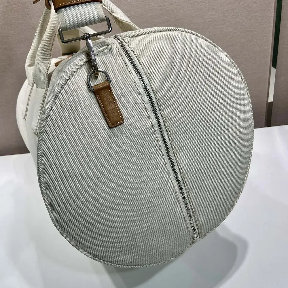 Prada Unisex Canvas Duffle Bag-White 2VC051 7 Prada Unisex Canvas Duffle Bag-White 2VC051