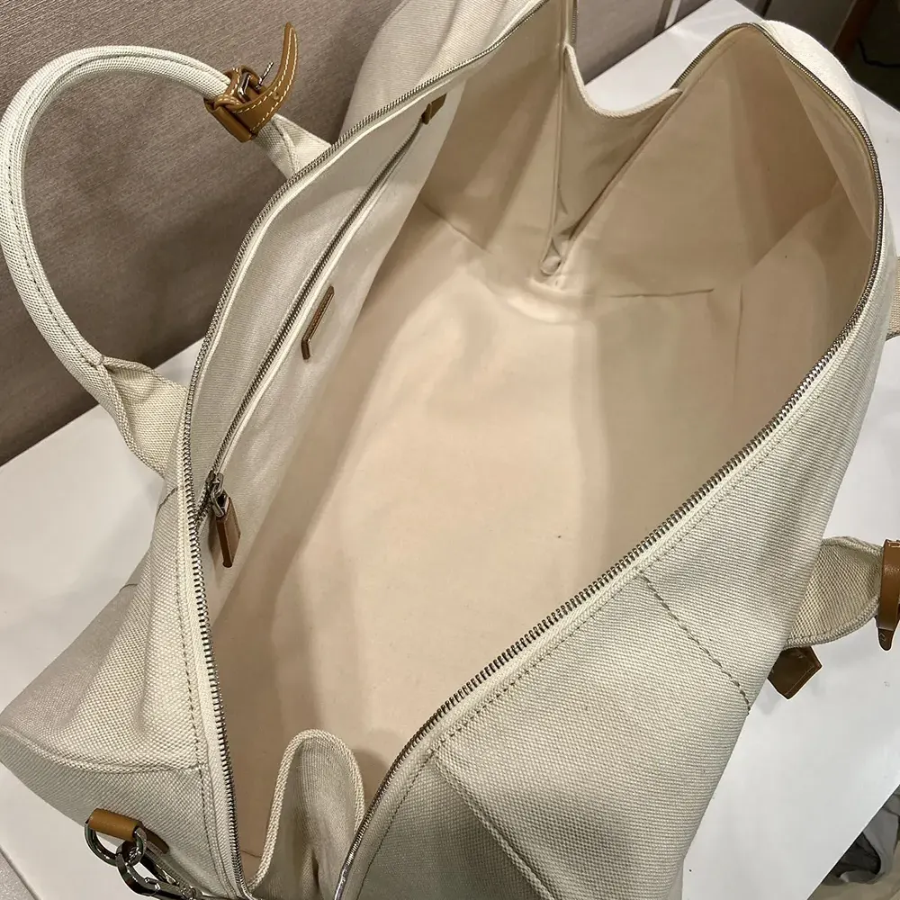Prada Unisex Canvas Duffle Bag-White 2VC051 9 Prada Unisex Canvas Duffle Bag-White 2VC051