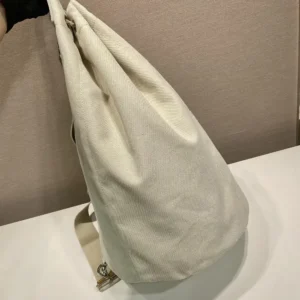 Prada Unisex Linen Blend Drawstring Duffel Bag-White 2VY0112CX9