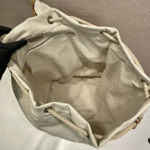 Prada Unisex Linen Blend Drawstring Duffel Bag-White 2VY0112CX9