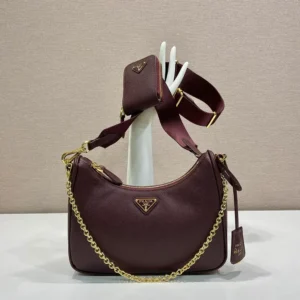 Prada Unisex Re-Edition 2005 Saffiano Leather Bag-Maroon 1BH204