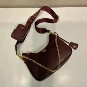 Prada Unisex Re-Edition 2005 Saffiano Leather Bag-Maroon 1BH204