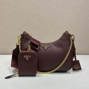 Prada Unisex Re-Edition 2005 Saffiano Leather Bag-Maroon 1BH204