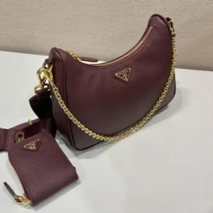 Prada Unisex Re-Edition 2005 Saffiano Leather Bag-Maroon 1BH204