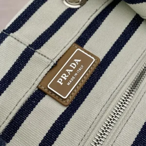 Prada Unisex Striped Canvas Drawstring Duffel Bag-White 2VY0112HJN