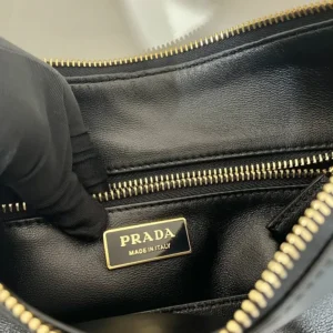 Prada Women Aimée Large Leather Shoulder Bag-Black 1BC228